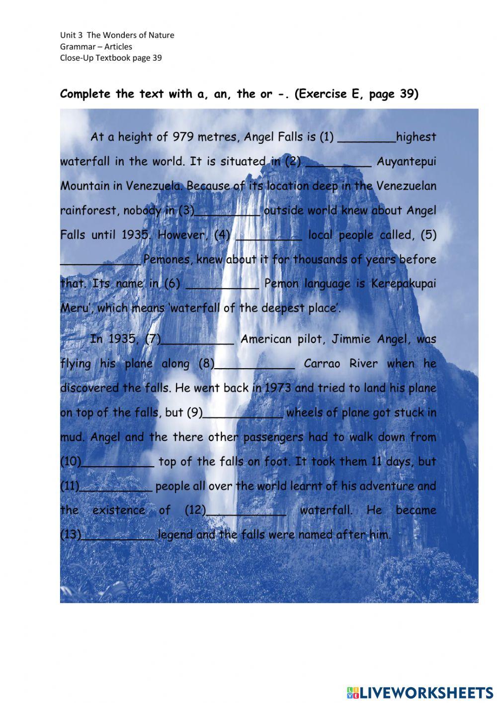 form 3 unit 3 Grammar Articles