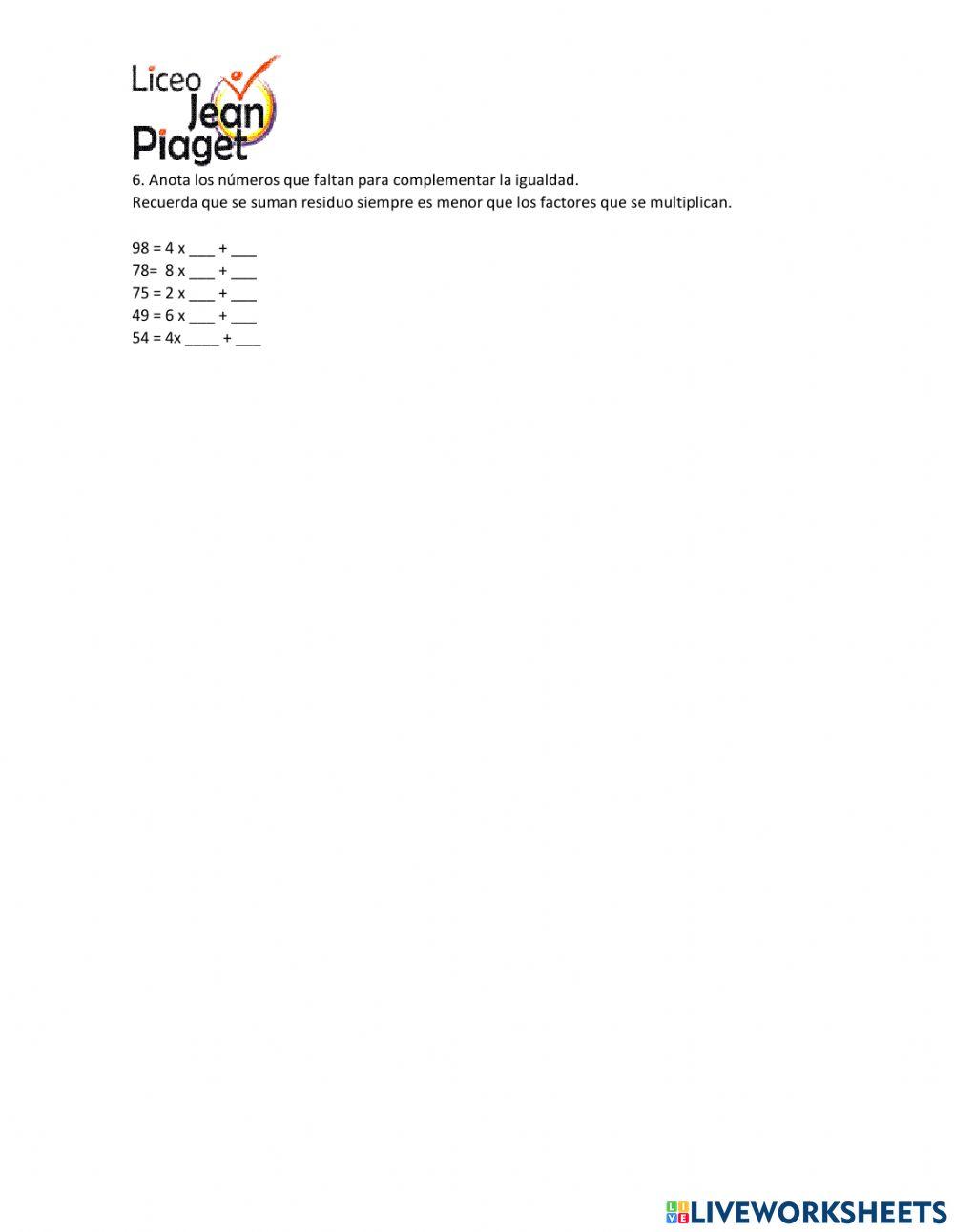 Evaluacion de matemáticas 3°