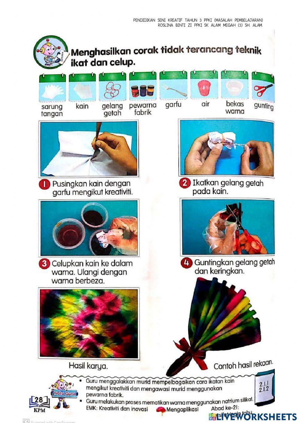 Corak dan rekaan- teknik ikat dan celup ppki tahun 3
