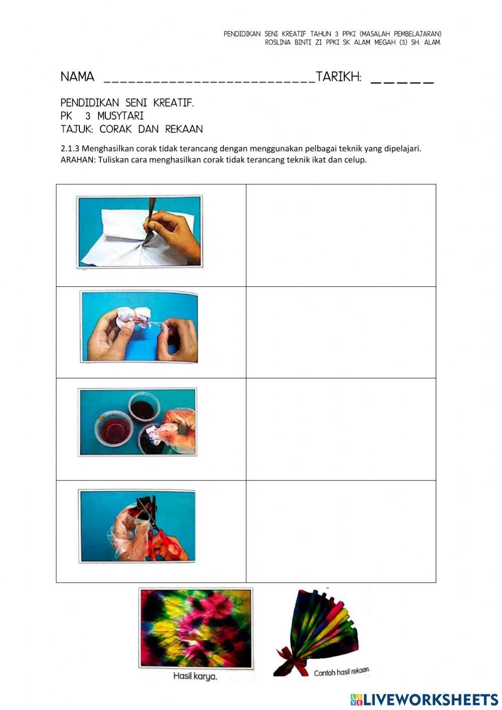 Corak dan rekaan- teknik ikat dan celup ppki tahun 3