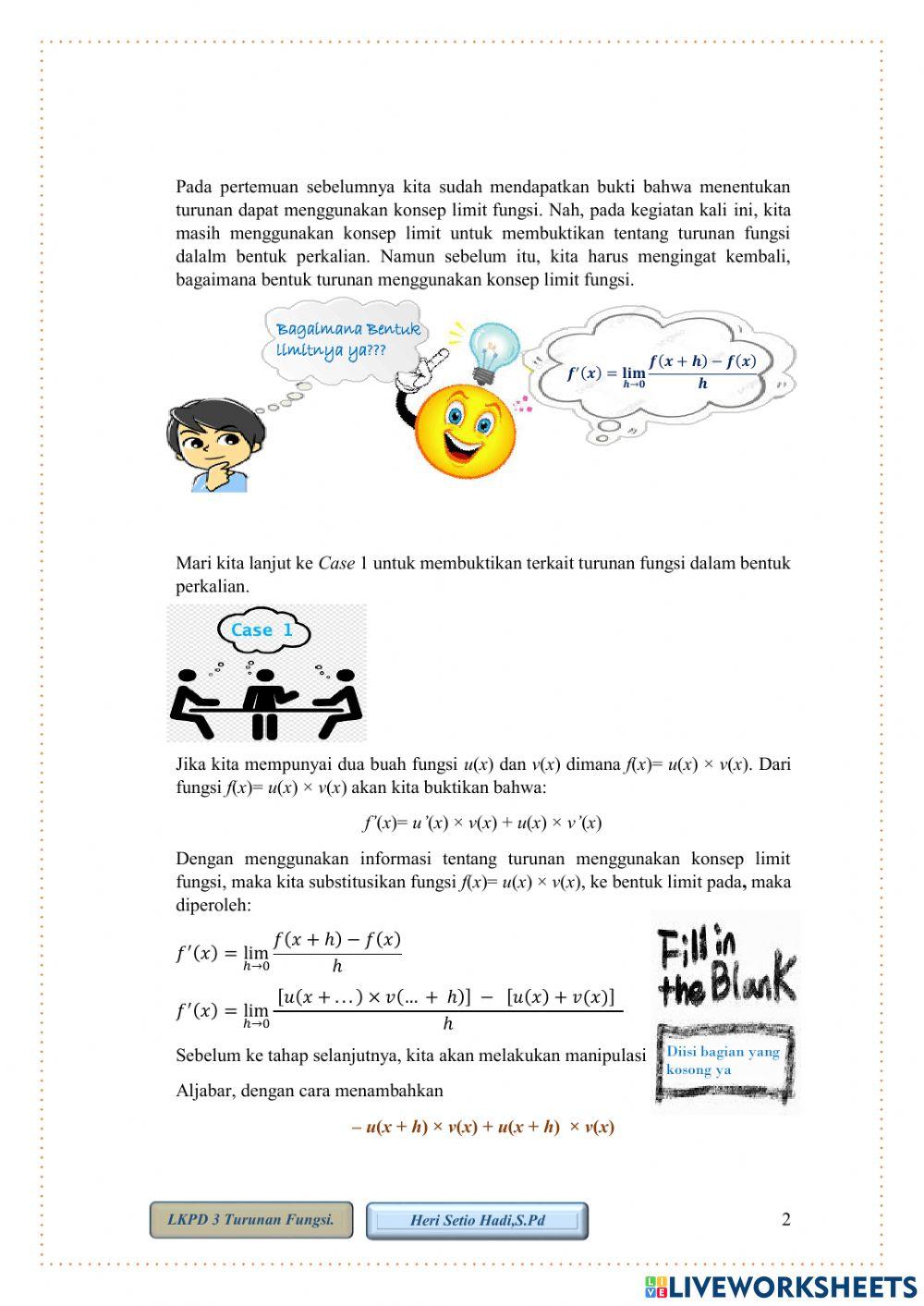 Turunan Fungsi (hasil kali)