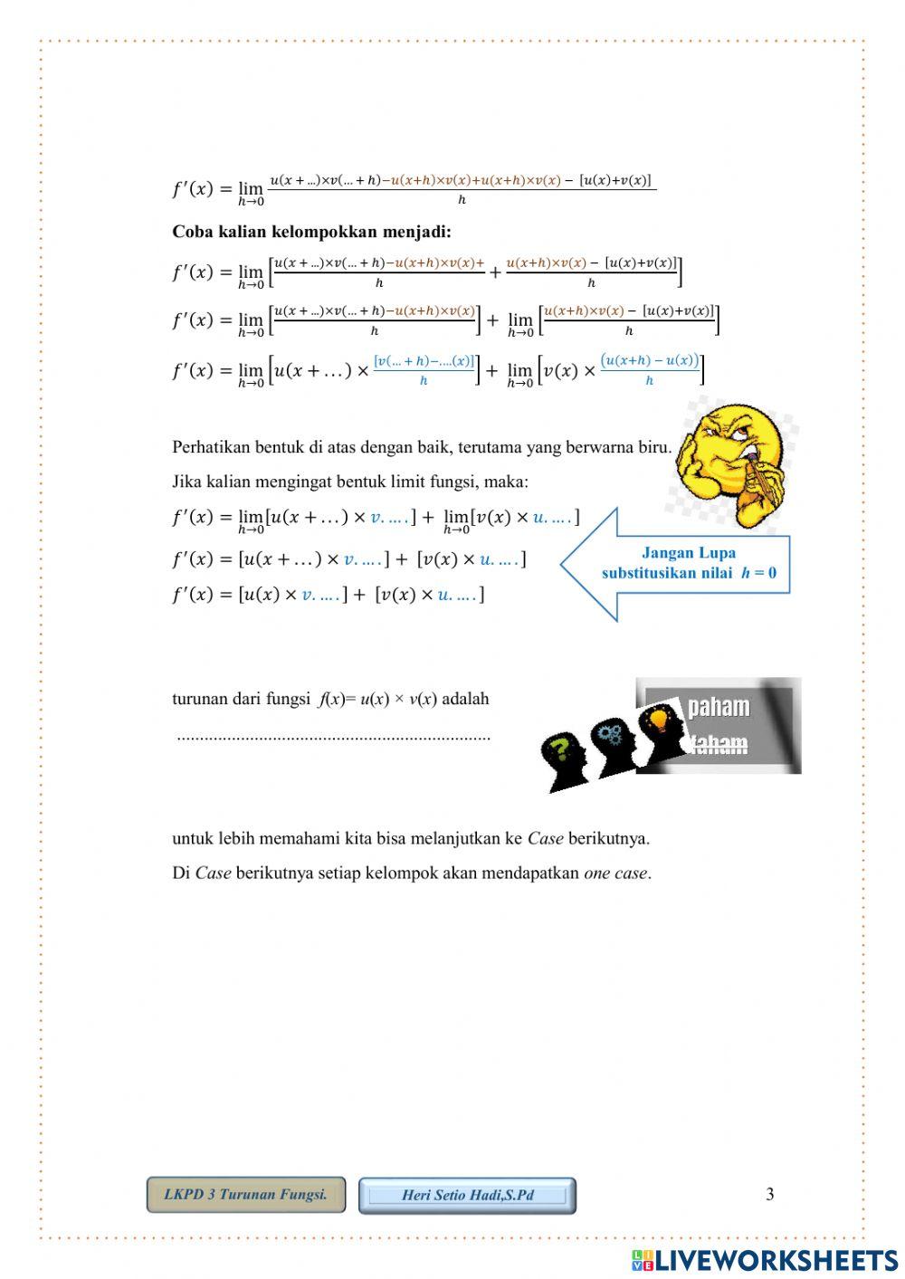 Turunan Fungsi (hasil kali)