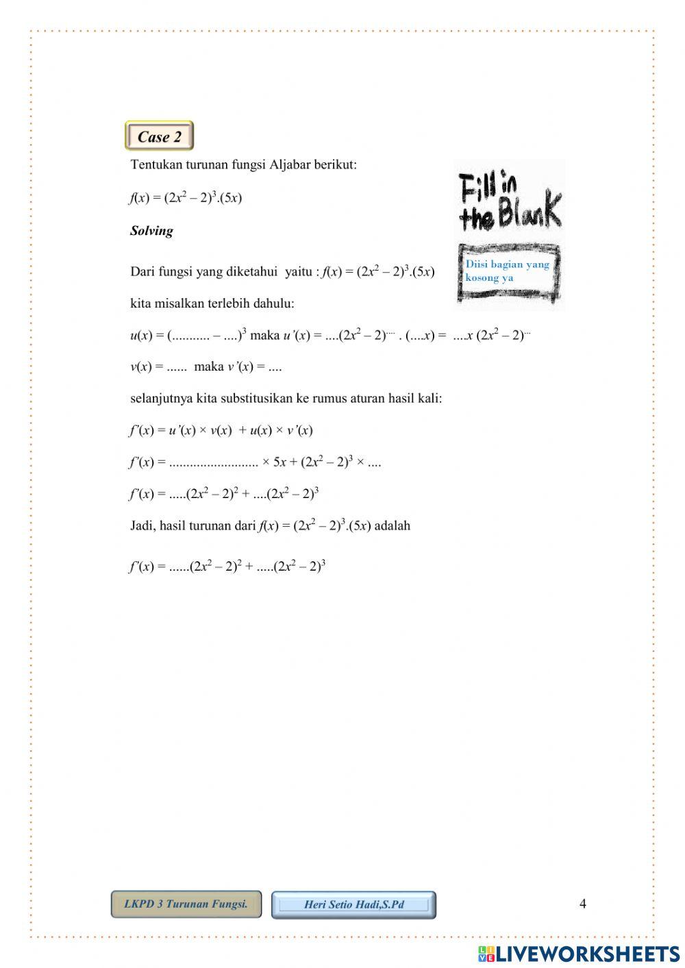 Turunan Fungsi (hasil kali)