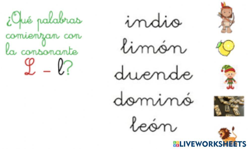 ¿Qué palabras comienzan con la consonante l?