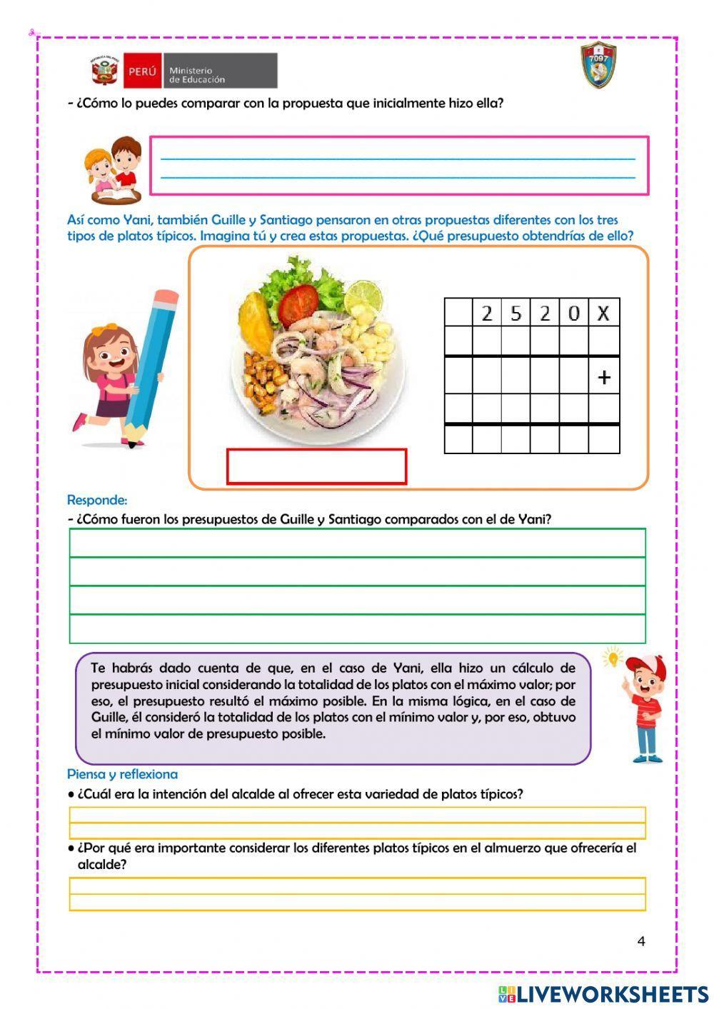 Elaboramos el presupuesto para un almuerzo en la feria