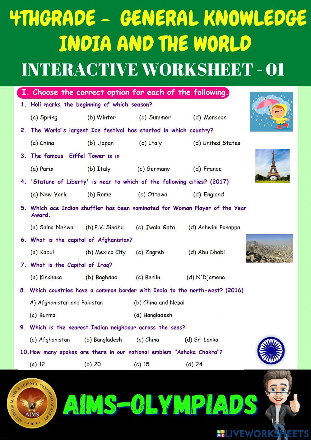 4th-general knowledge-ps01-india and the world