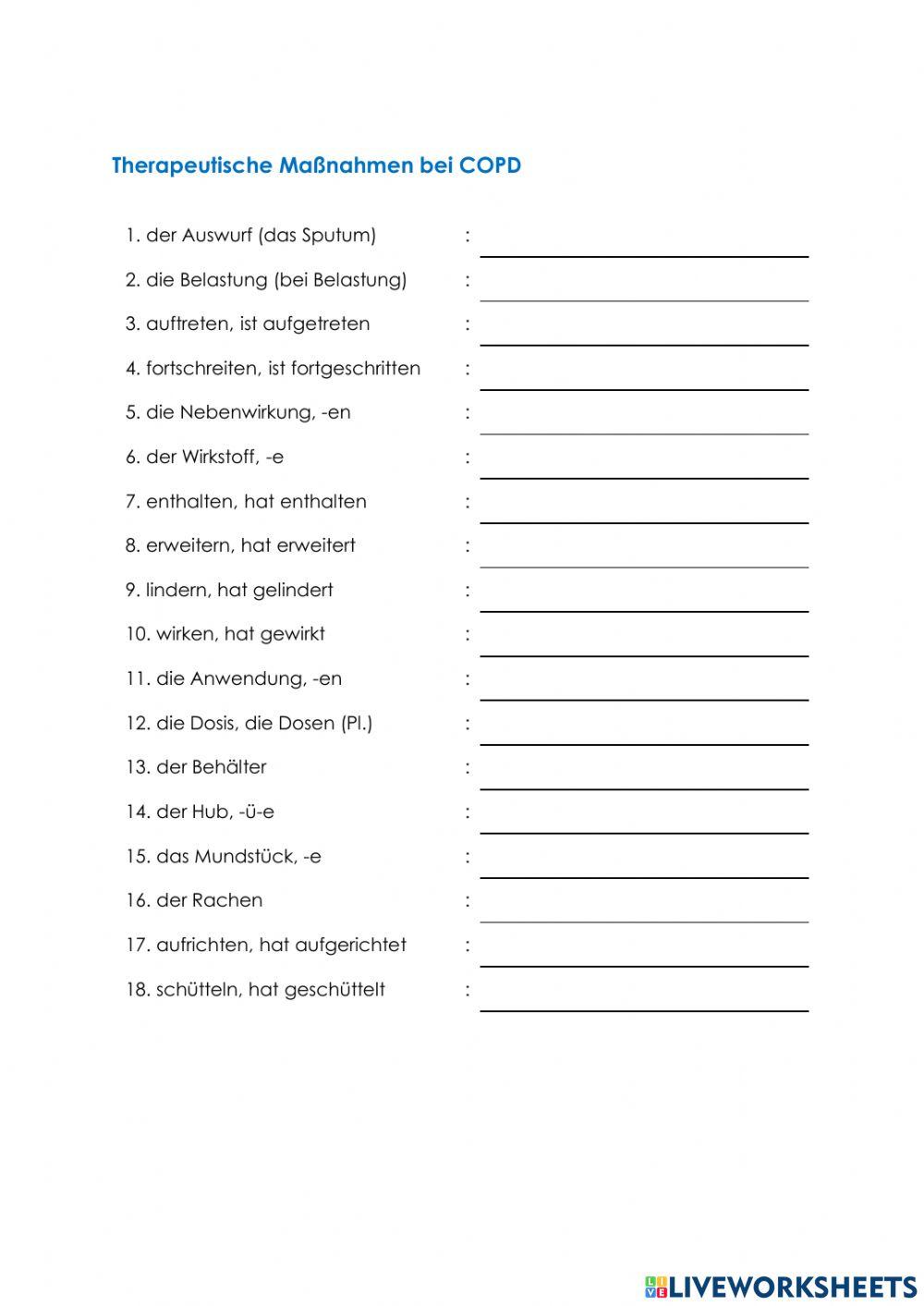 Pflege Wortschatz 13