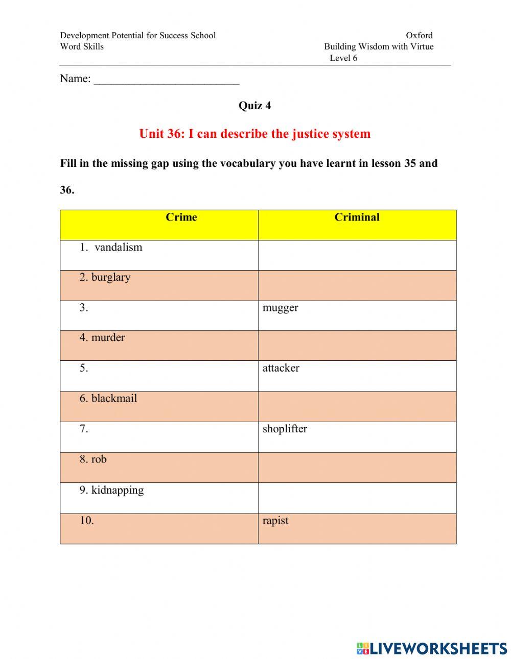 Level 6-Vocabulary quiz 5