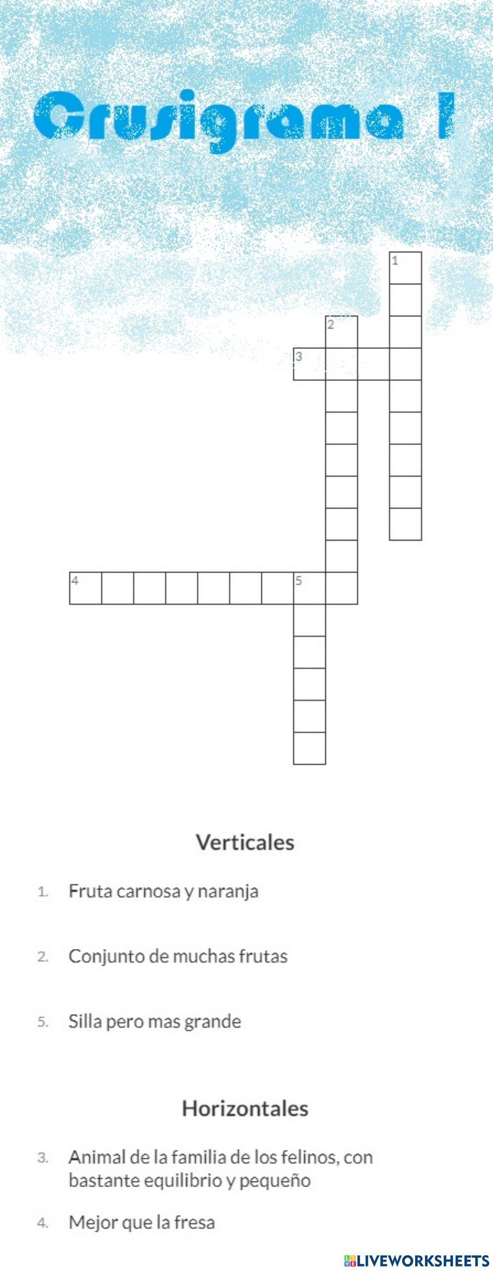 Crucigramas para niños nº1