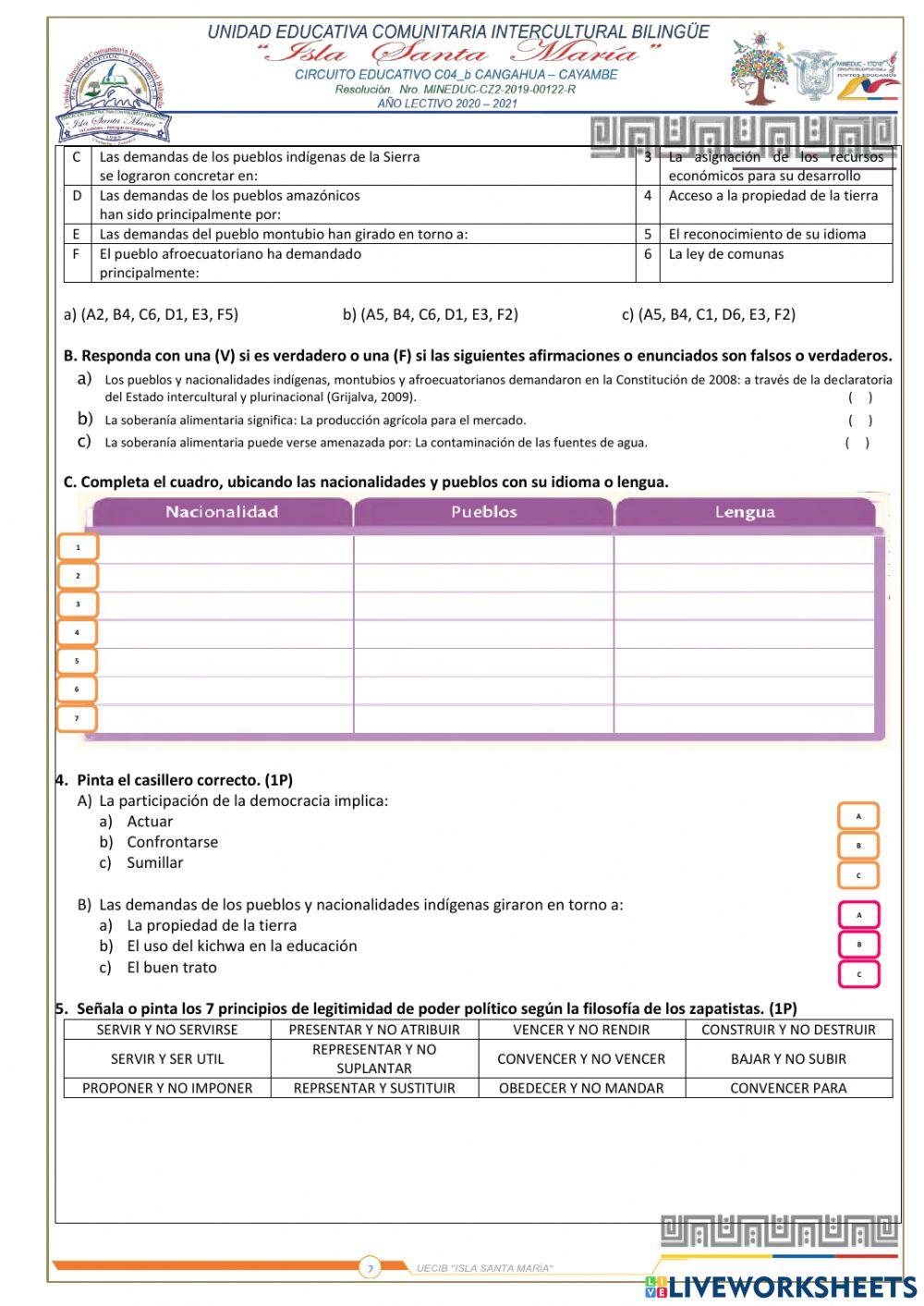 Examen Educación para la ciudadanía