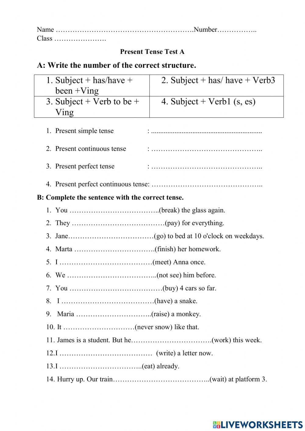 Present tense test2A