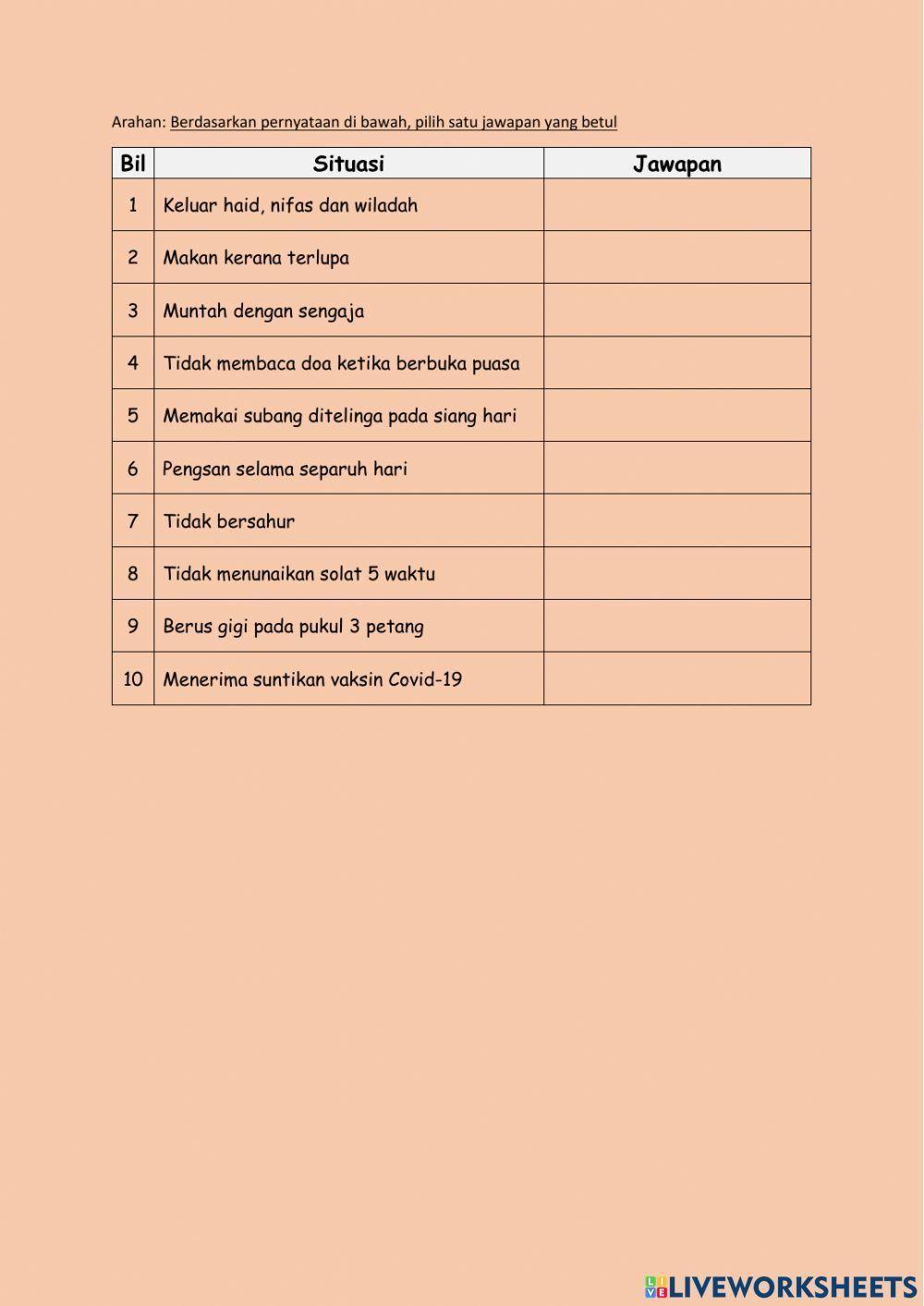 Ibadah Puasa Pada Bulan Ramadan