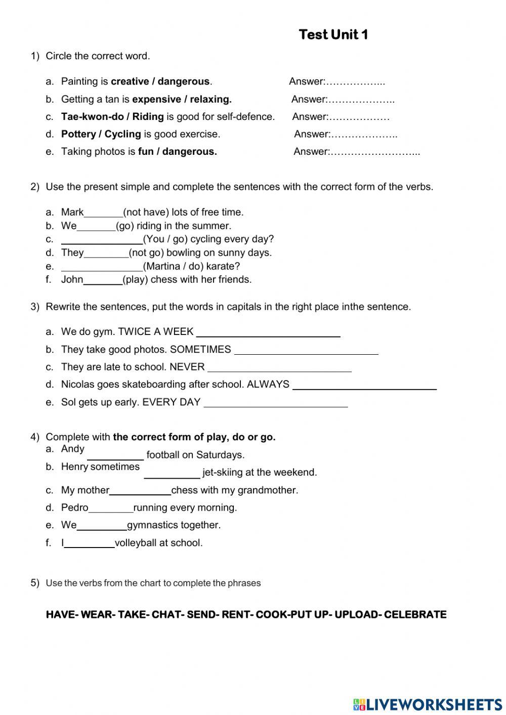 Test What's Up 2 Unit 1