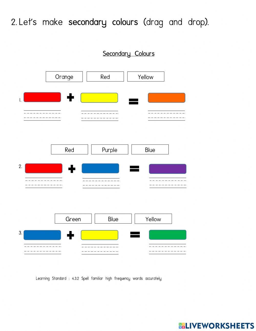 Year 1 primary and secondary colours