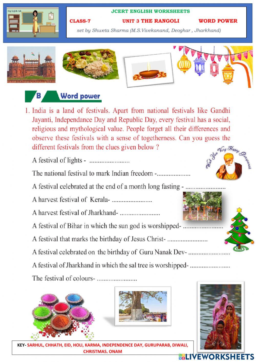 Jcert english class 7 unit 3 'The Rangoli'