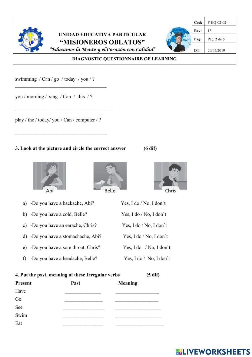 Diagnotico de Inglés