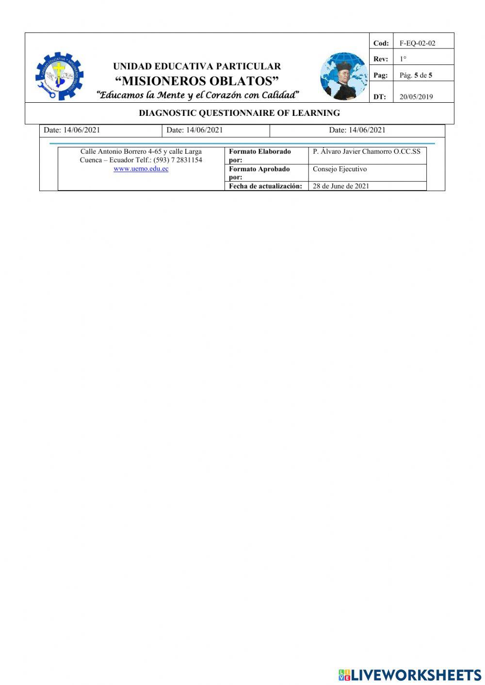 Diagnotico de Inglés