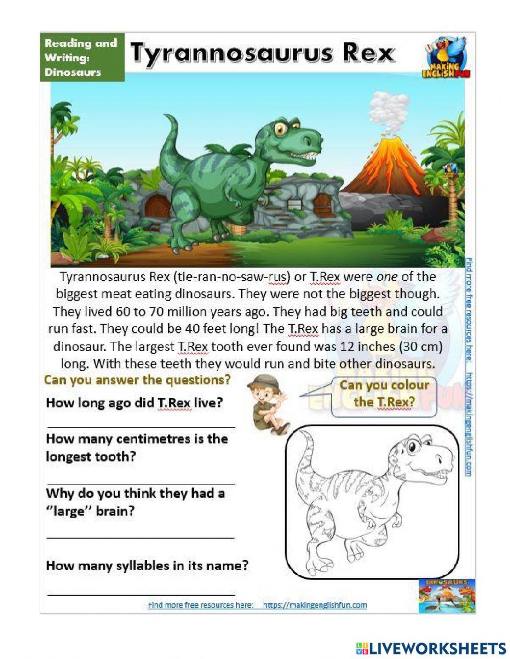 Dinosaur Reading Comprehension