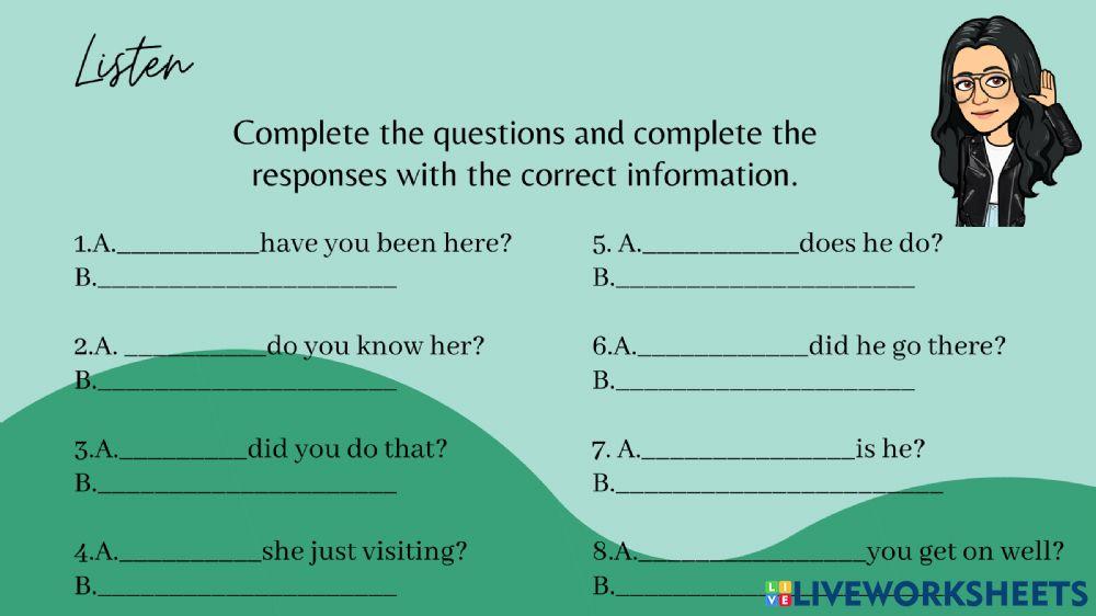 Questions online exercise for a2 | Live Worksheets