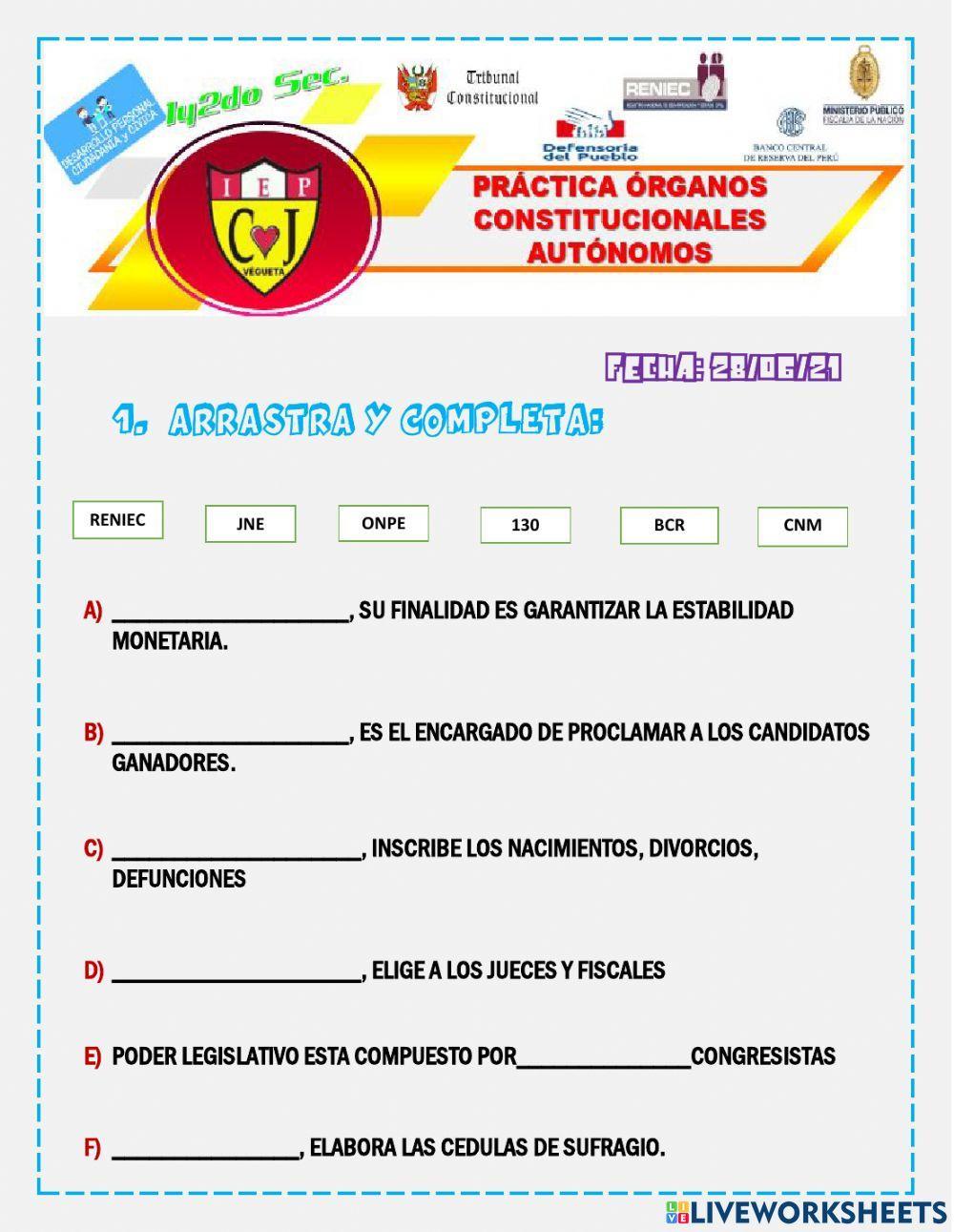 Practica Órganos constitucionales autónomos