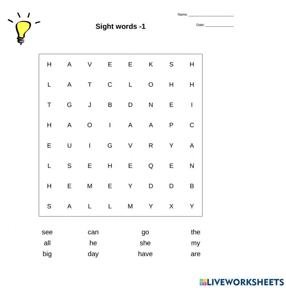 Find the sight words