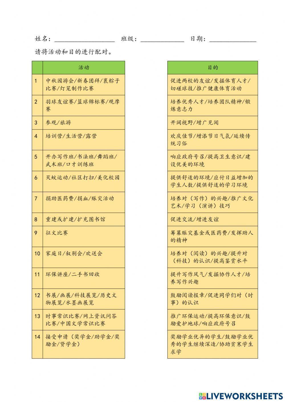 应用文——活动及其目的