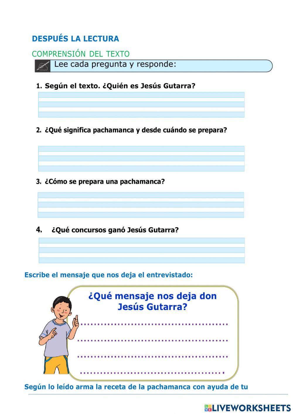 Leemos una entrevista  a Jesús Gutarra, maestro de las pachamancas