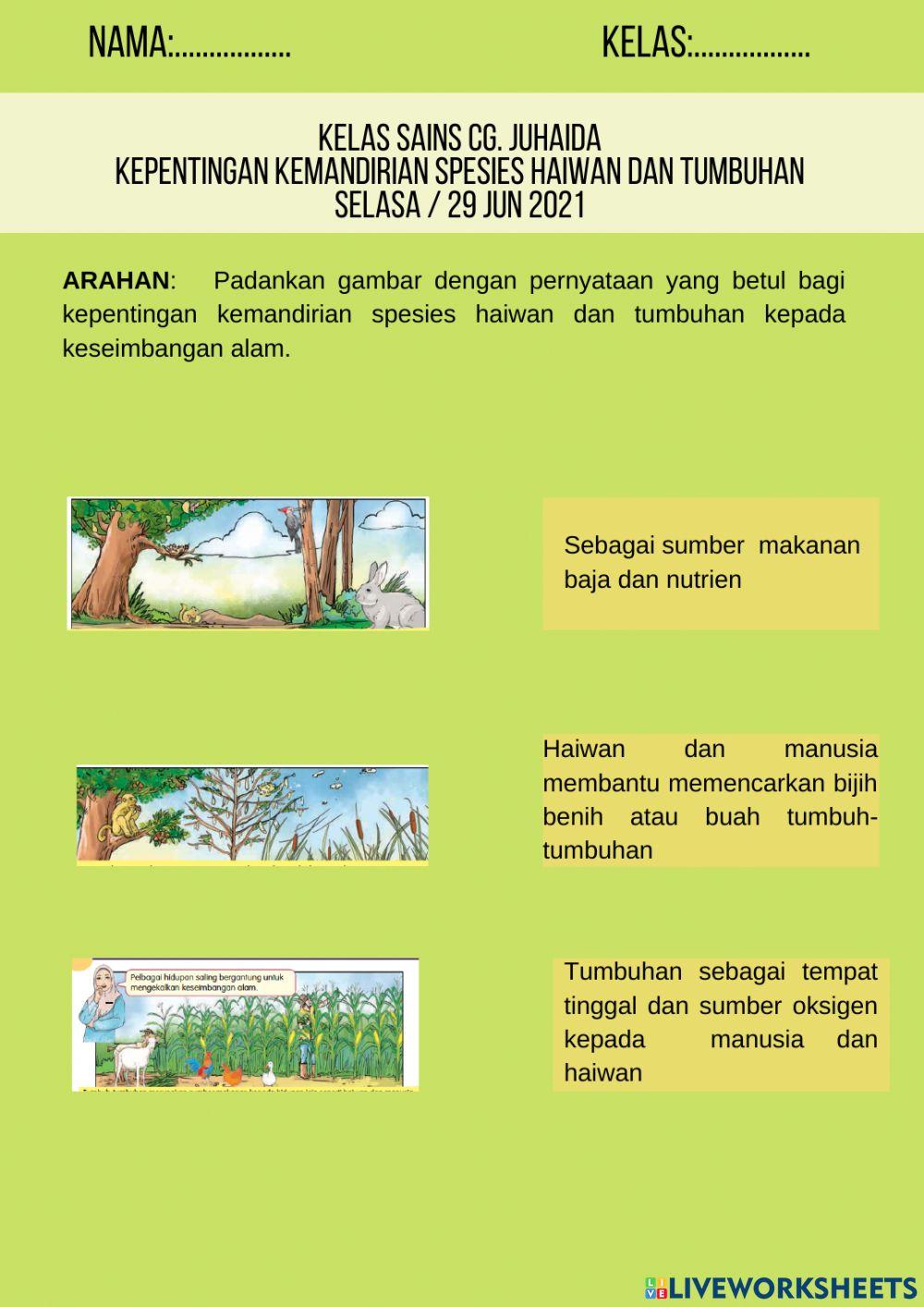 Kepentingan kemandirian spesies haiwan dan tumbuhan