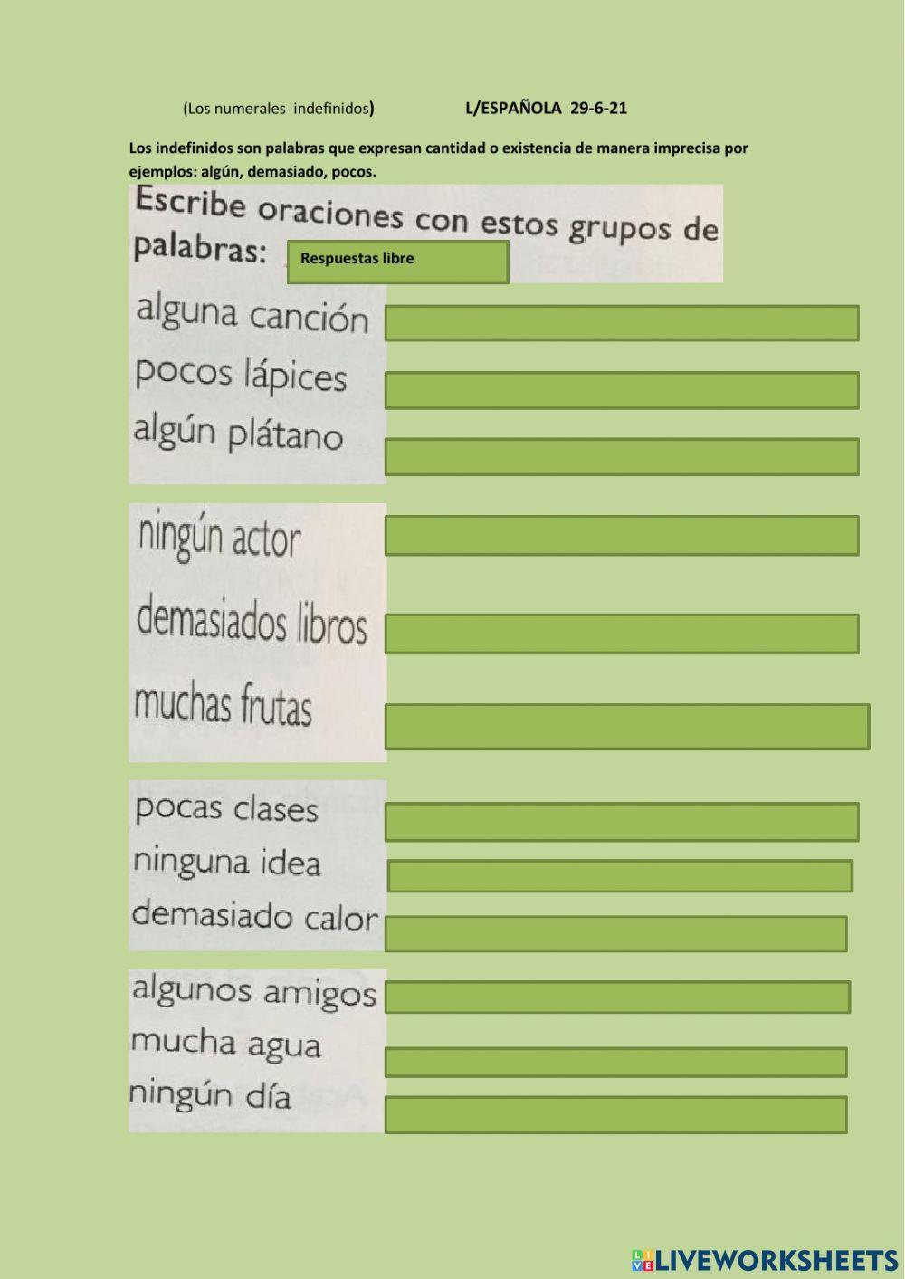 Numerales indefinidos