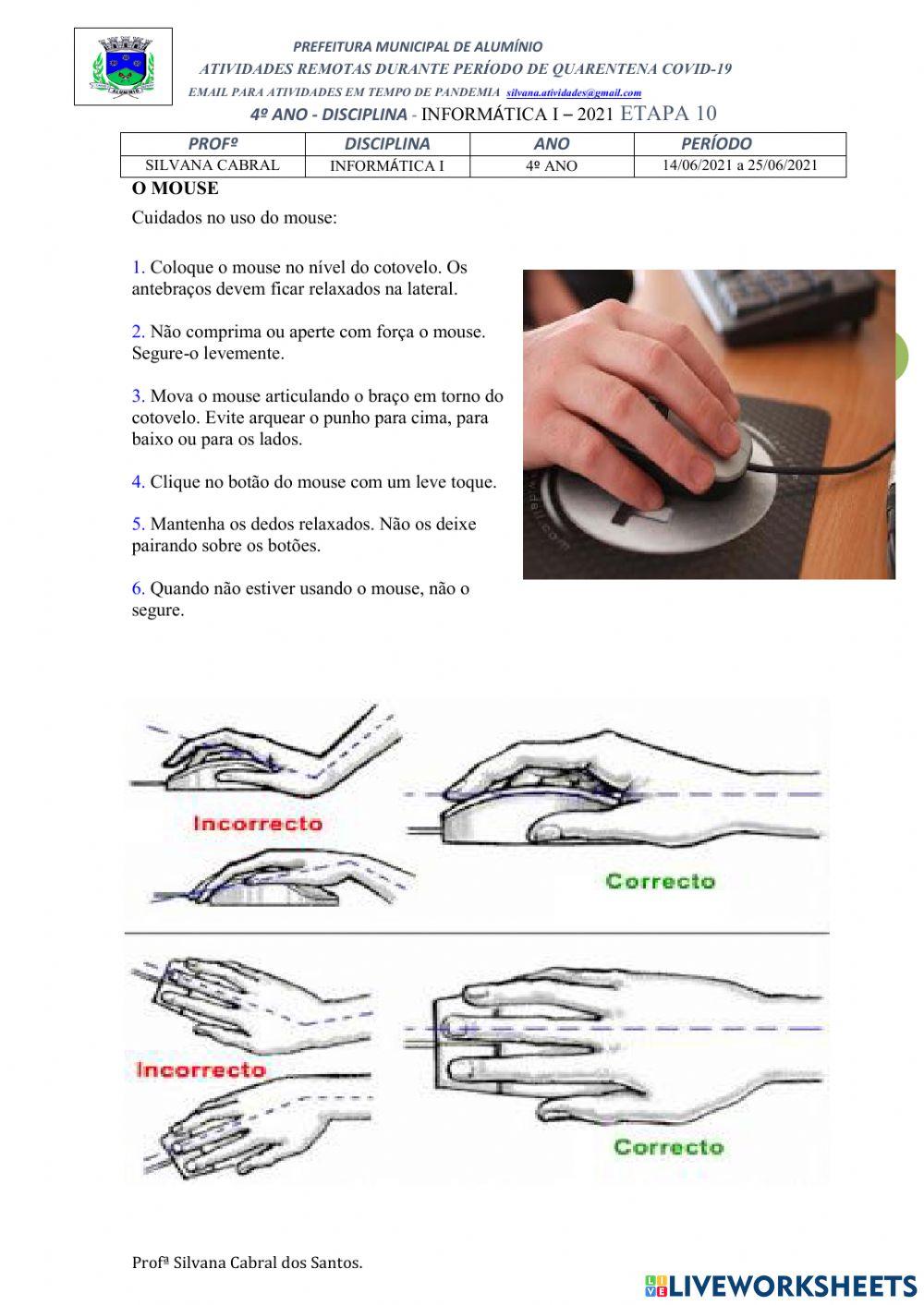 Cuidados com o mouse