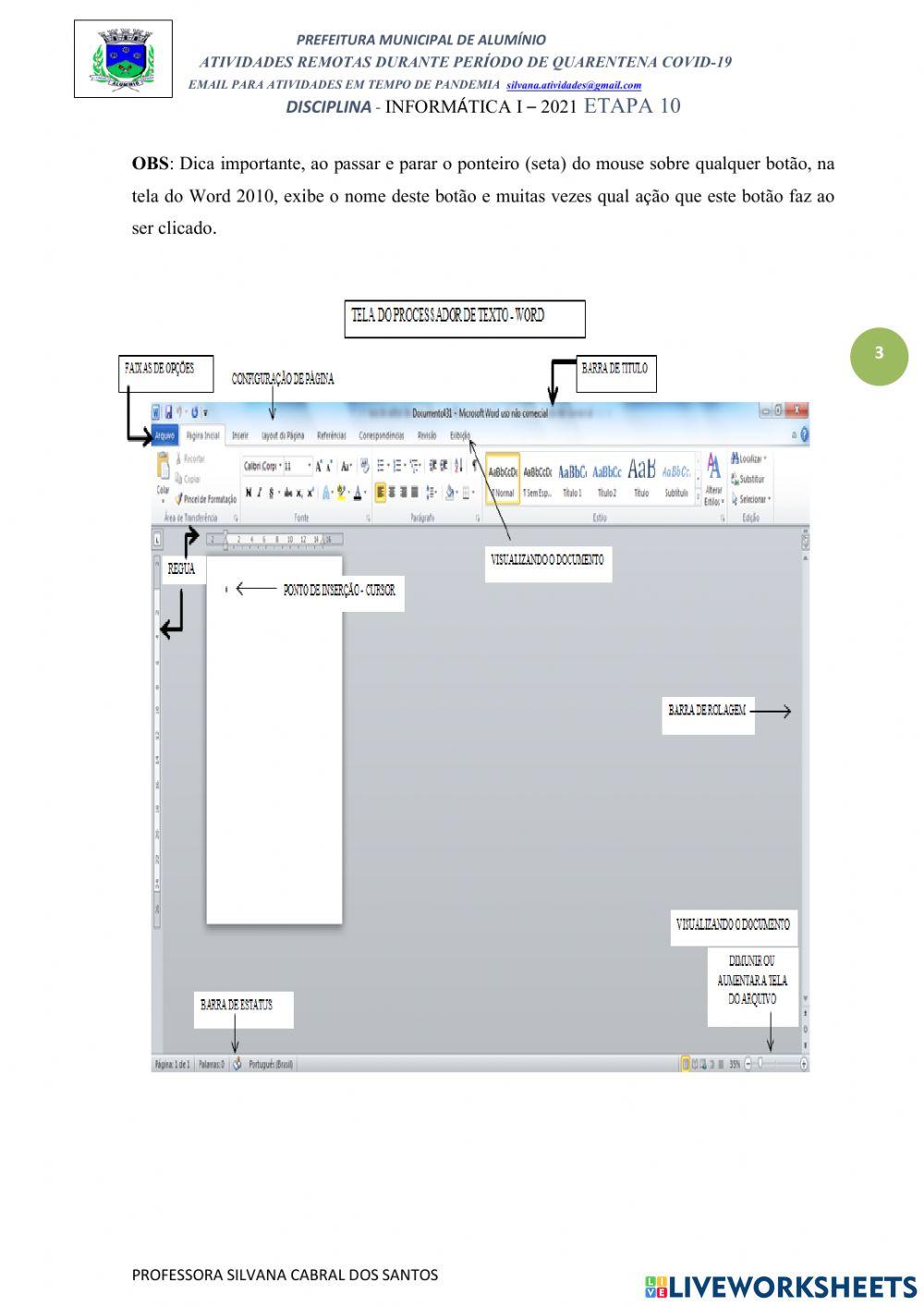 Processador de texto - configurando pagina