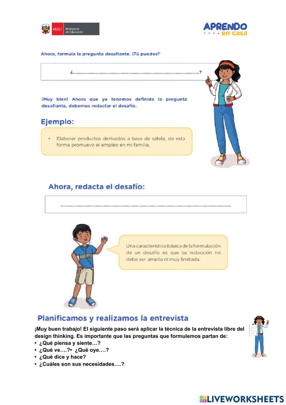 Formulamos el desafío aprovechando las potencialidades de nuestra zona y recogemos  información de la familia.