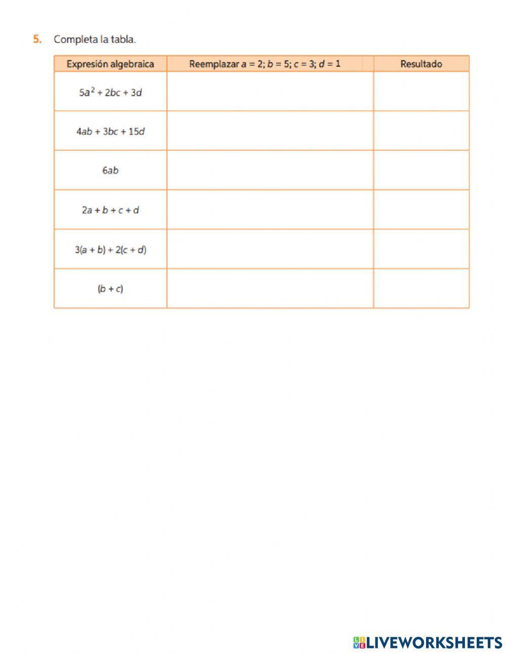 Expresiones algebraicas