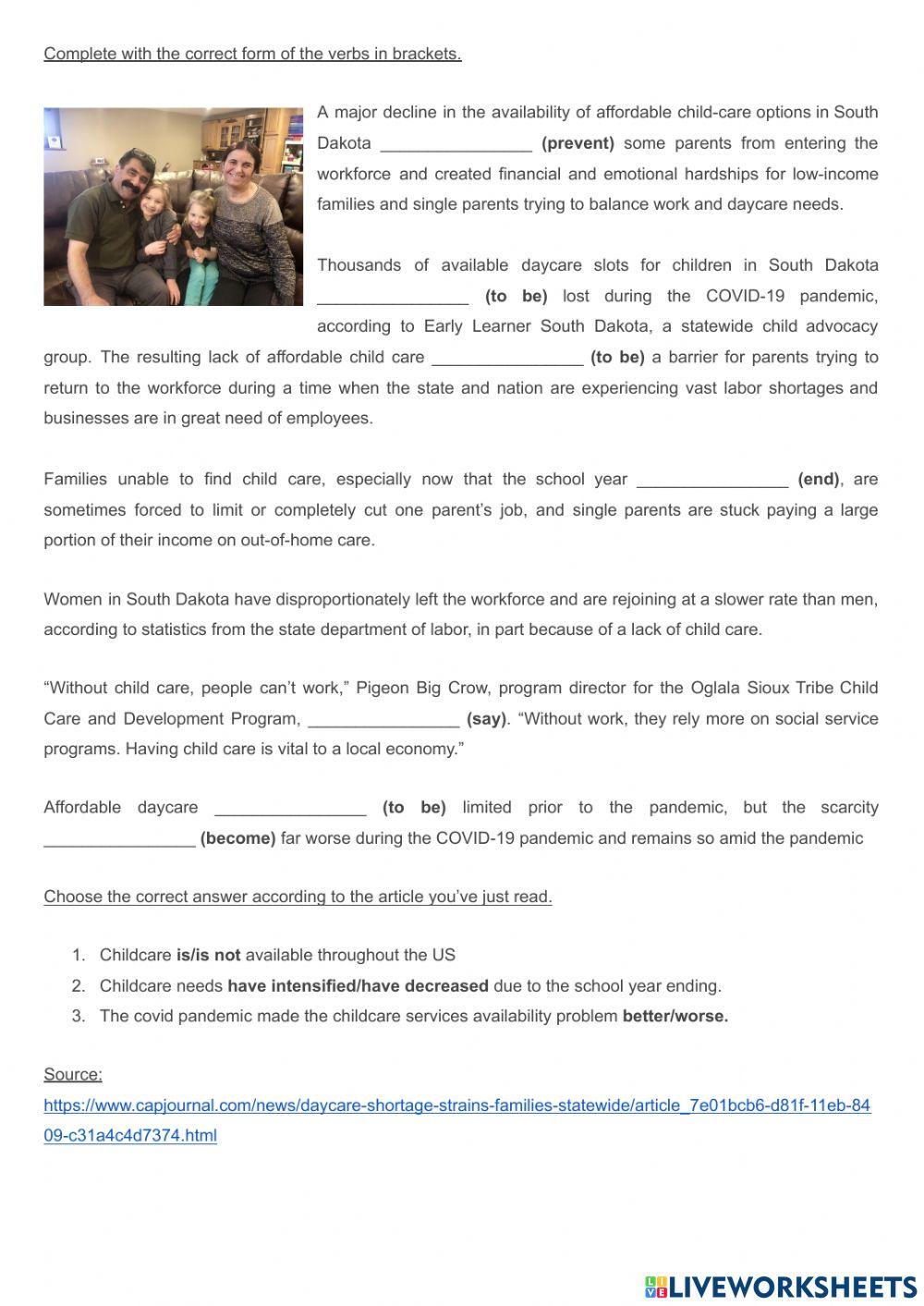 Childcare needs during covid 19 pandemic