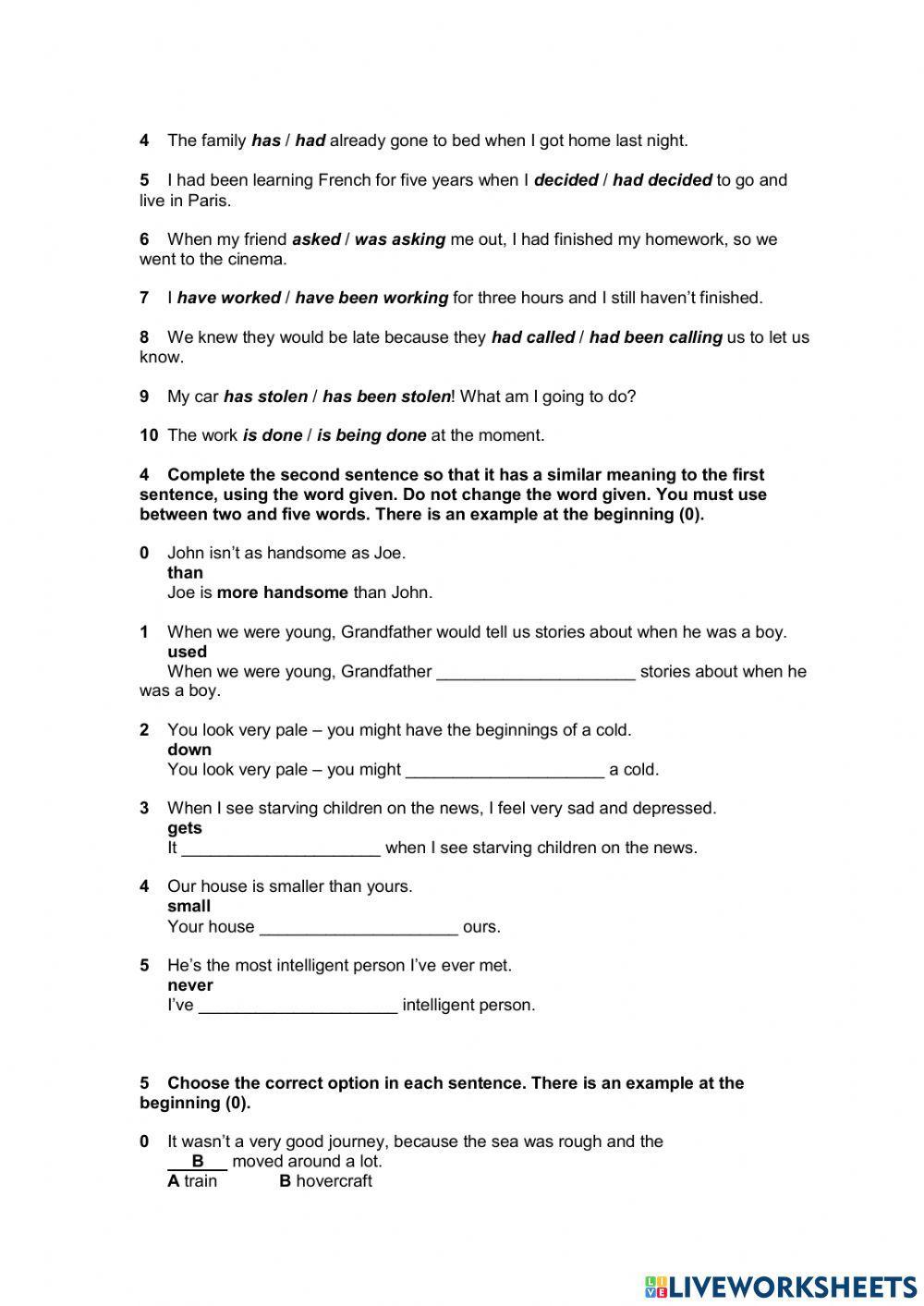 MID TERM TEST LASER B1 PLUS Grammar and Vocabulary