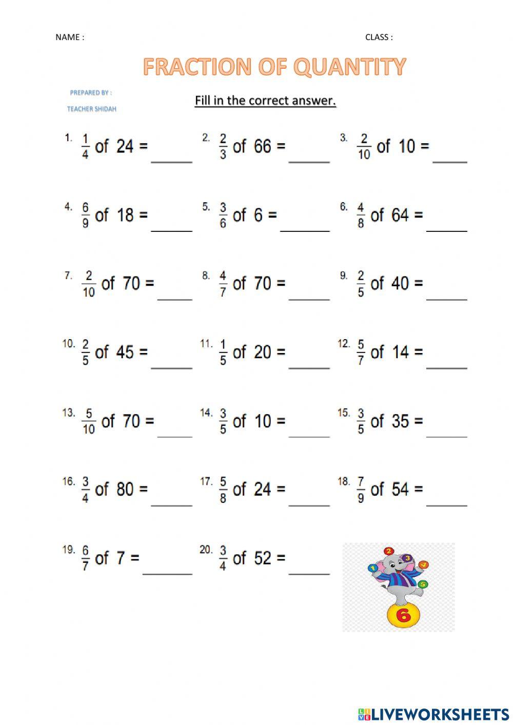 Fraction of quantity2