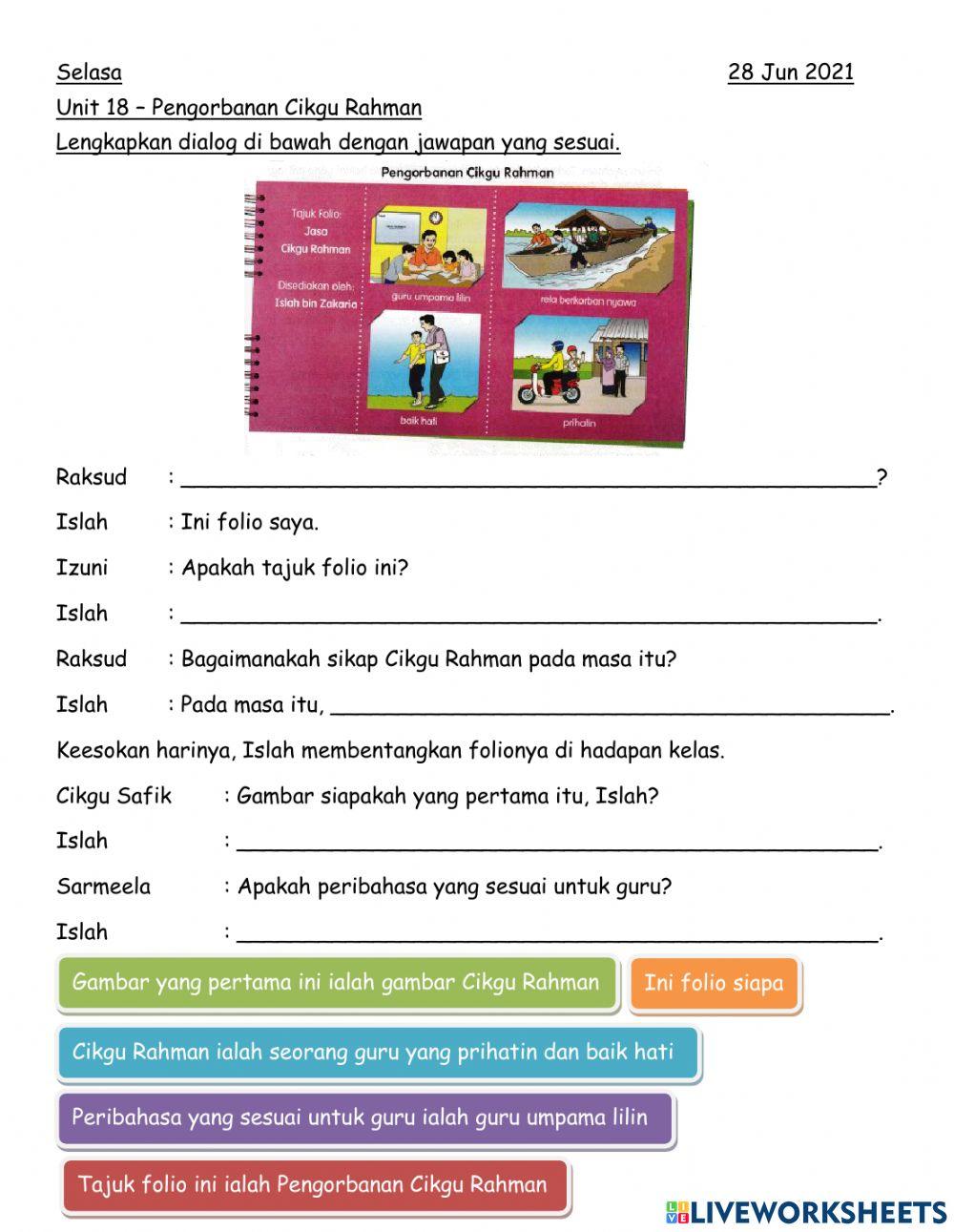 Unit 18 : Pengorbanan Cikgu Rahman