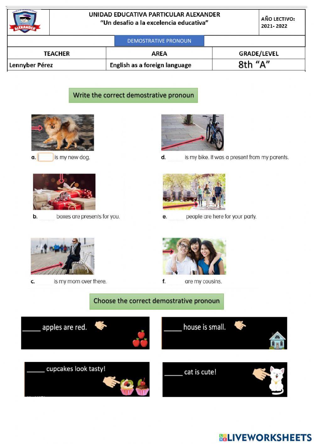 Demostrative pronoun