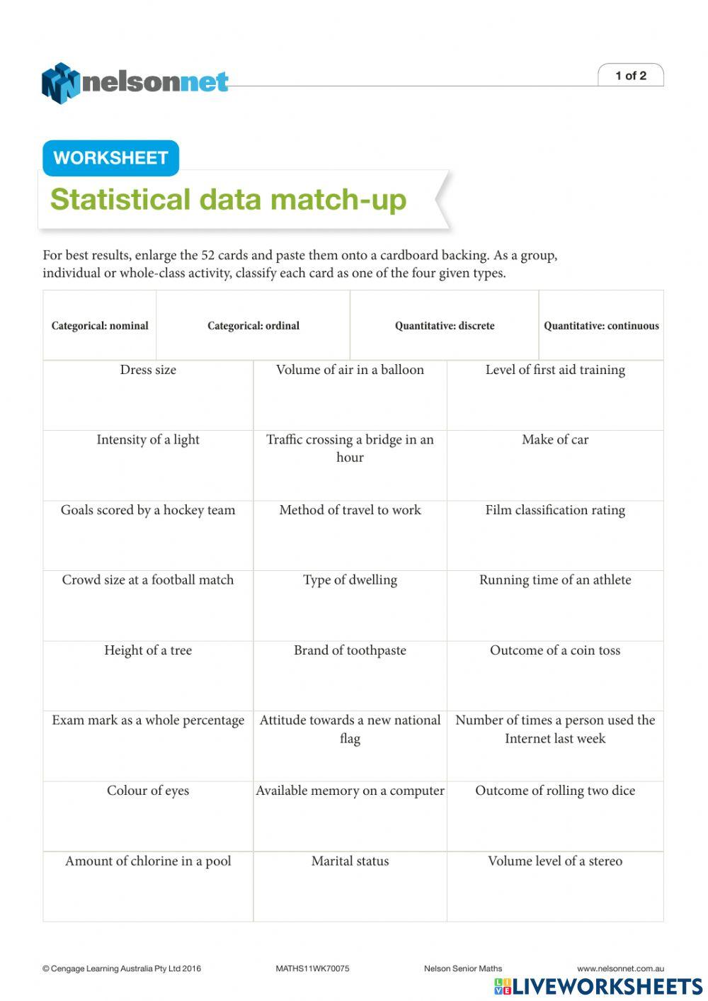 Classify Data online exercise for | Live Worksheets