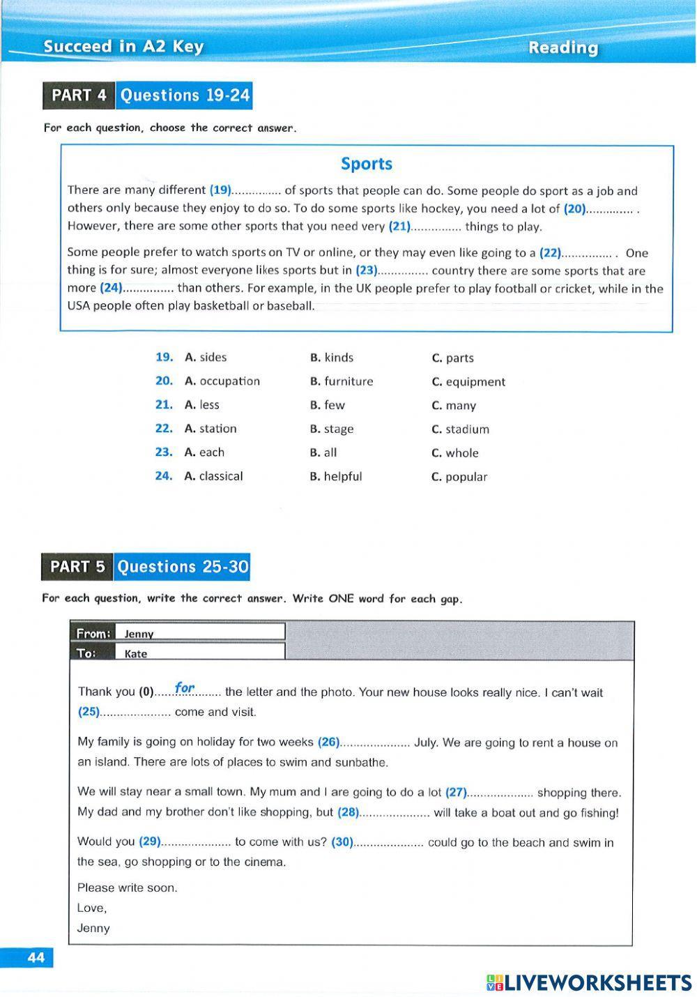 Succeed ket 2020 -Test 3 - Reading