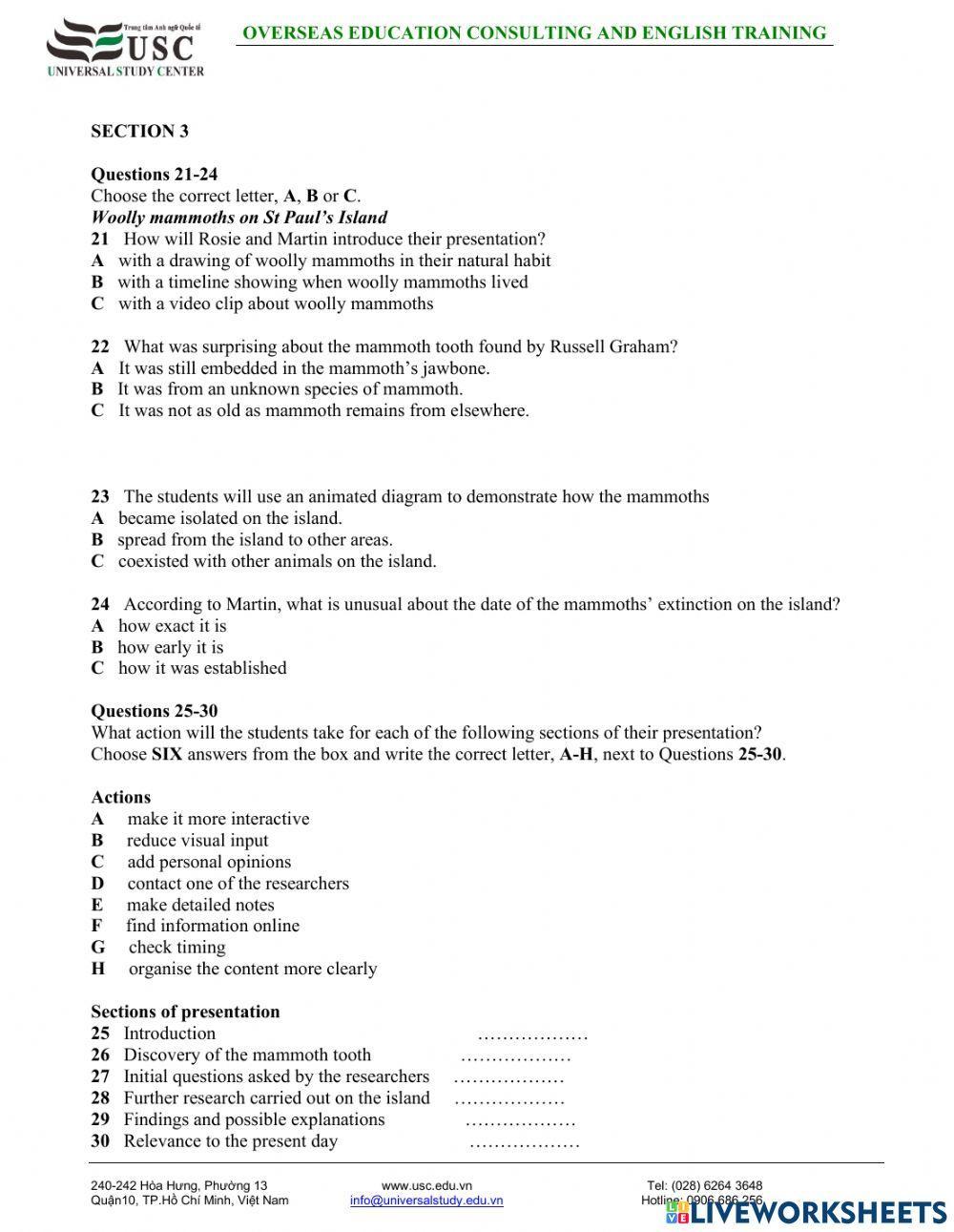 Ielts listening cam 14