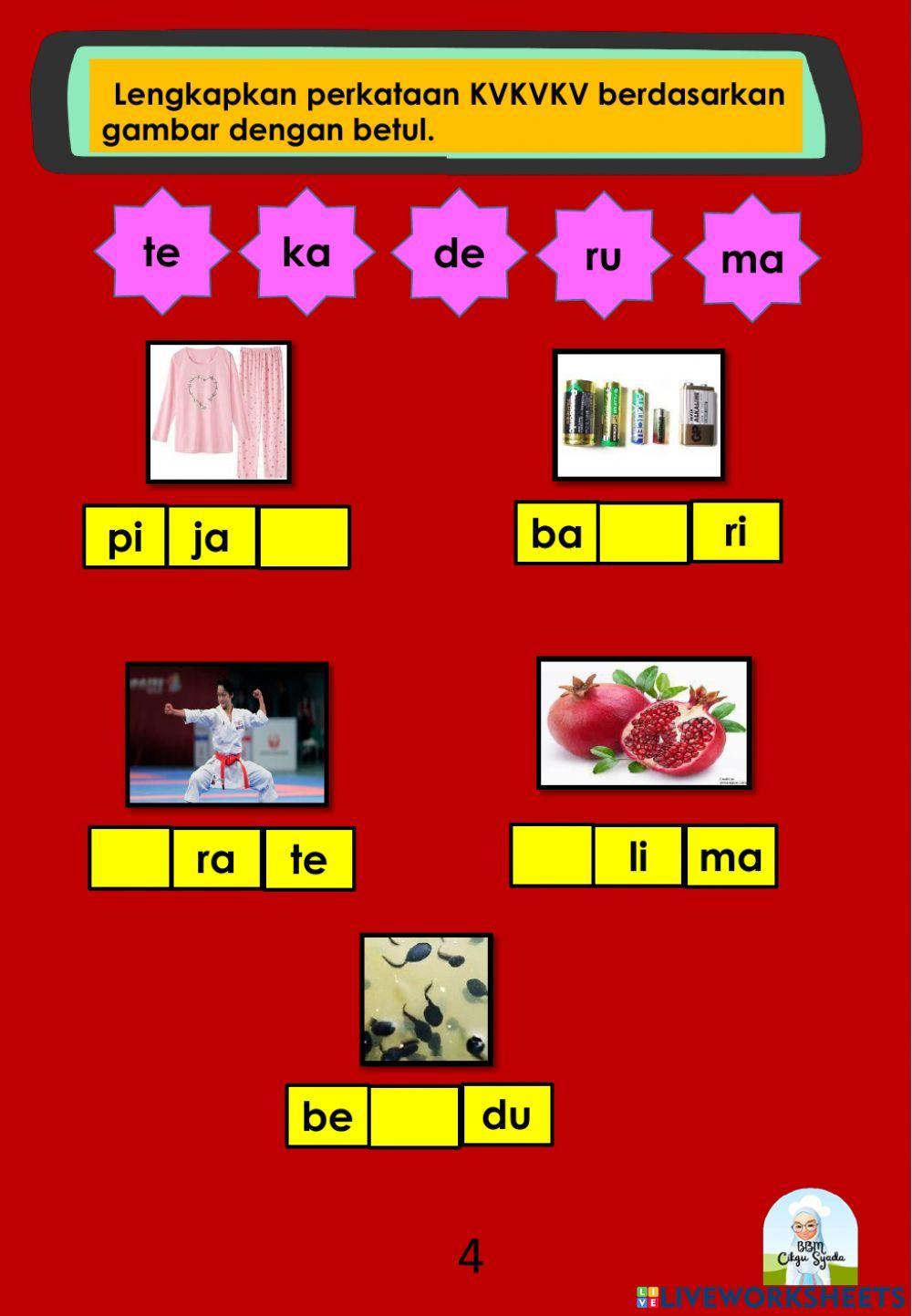 Buku latihan perkataan kvkvkv