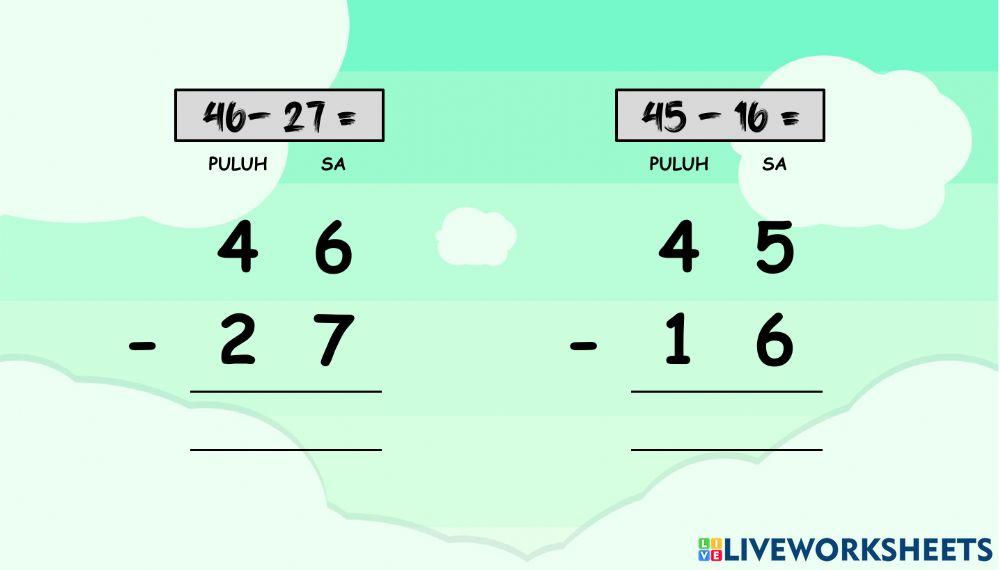 Operasi tolak lingkungan 100 dengan mengumpul semula
