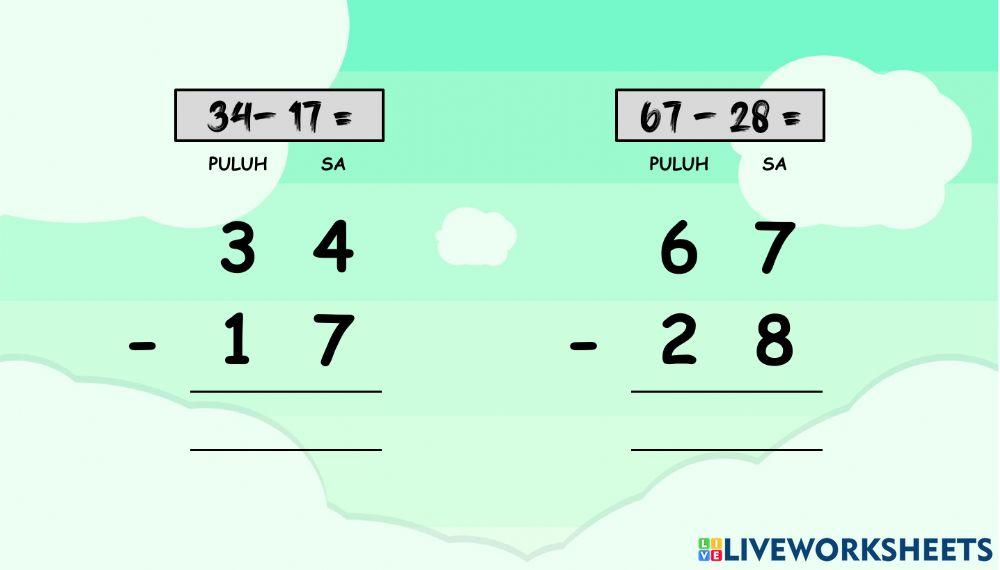 Operasi tolak lingkungan 100 dengan mengumpul semula