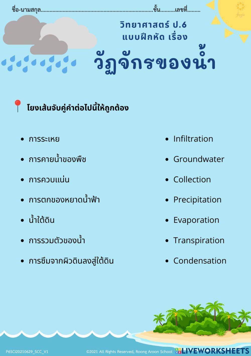 แบบฝึกหัดเรื่องวัฏจักรของน้ำ