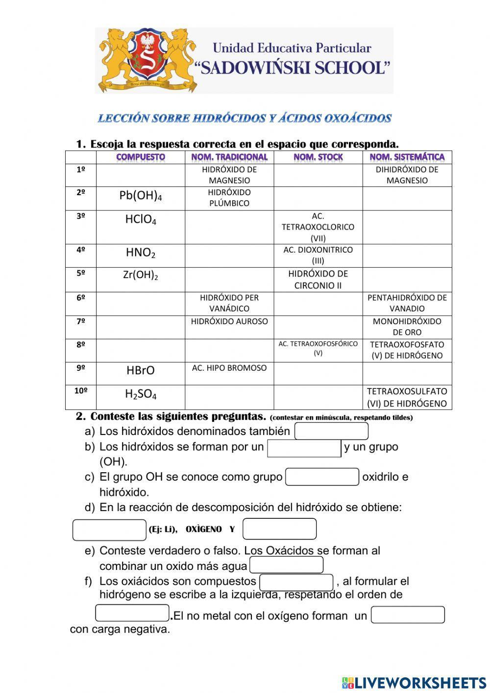 Leccón hidróxidos y acidos