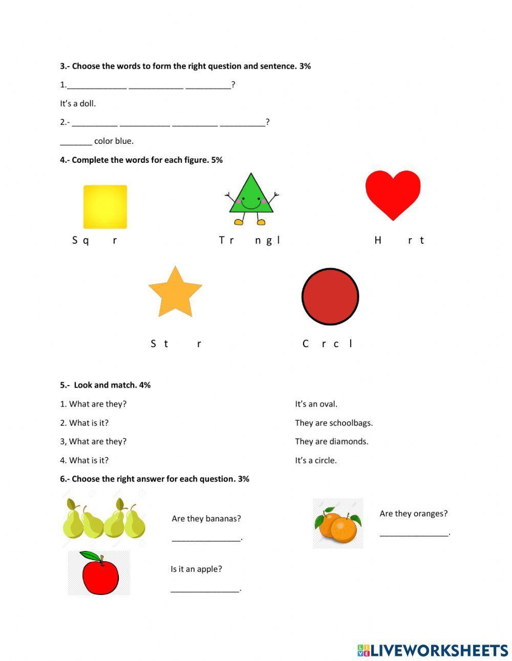 Examen de inglés 2do parcial, primer grado