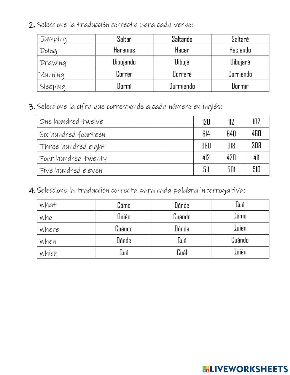 Review - Bday party, numbers, present progressive verbs, question words - 2.10.5°