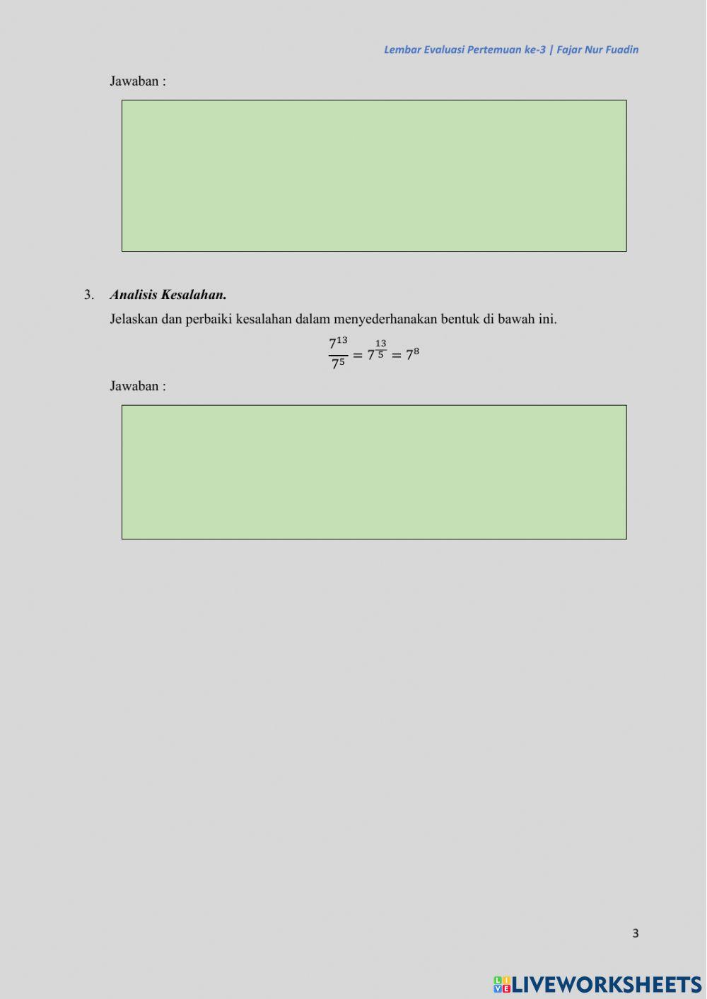 Lembar Evaluasi Pertemuan Ketiga