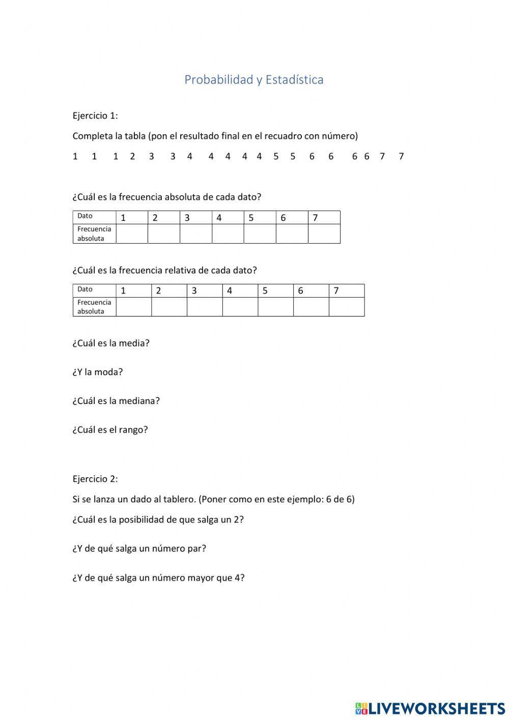 Estadística y probabilidad